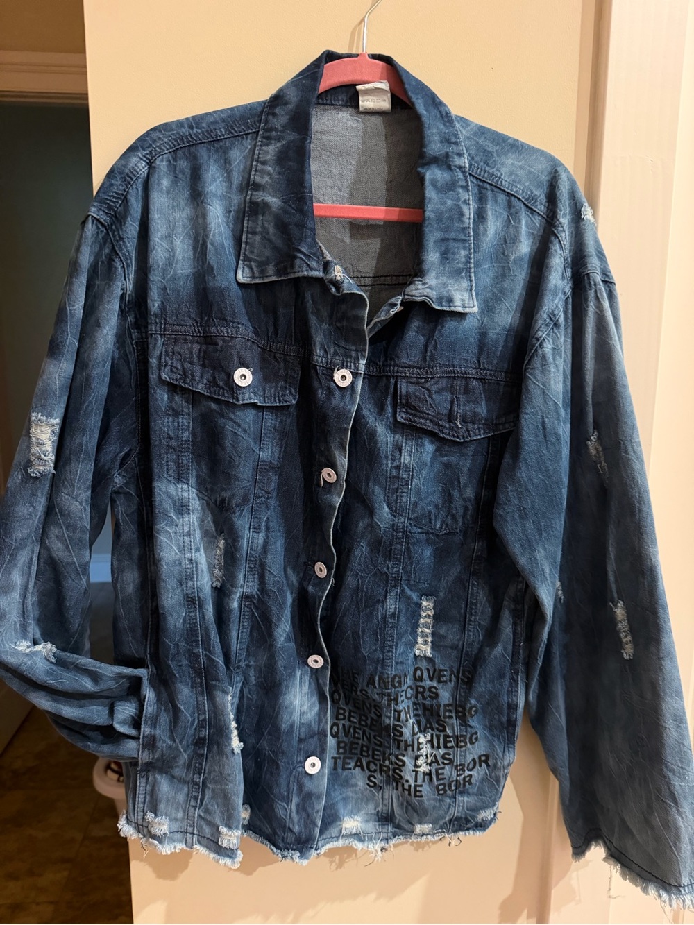 Distressed Blue Denim Jacket - Casual Women's Coat